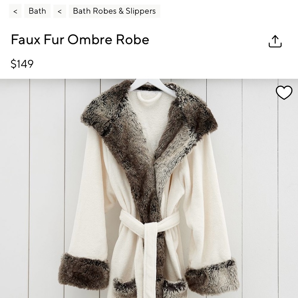 Pottery Barn Faux Fur Ombre Robe